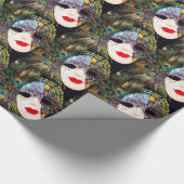 Peacock Masquerade Mardi Gras Maske Wrapping Paper Geschenkpapier (Ecke)