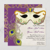 Peacock Masquerade Maskenball - Einladung zur Hoch (Vorne/Hinten)