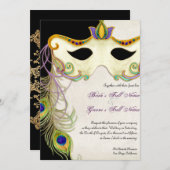 Peacock Masquerade Maskenball - Einladung zur Hoch (Vorne/Hinten)