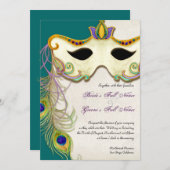 Peacock Masquerade Maskenball - Einladung zur Hoch (Vorne/Hinten)