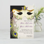 Peacock Masquerade Maskenball - Einladung zur Hoch (Stehend Vorderseite)