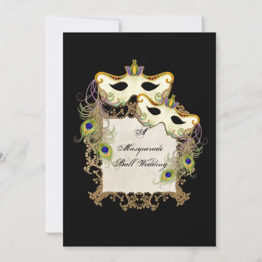 Peacock Masquerade Maskenball - Einladung zur Hoch (Rückseite)