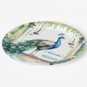 Peacock Mehndi jasmine indische Hochzeitsgeschirr Pappteller (Schrägansicht)