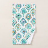 PEACOCK MERMAID Aqua Nautical Scales and Feathers Badhandtuch Set (Handtuch)