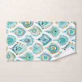 PEACOCK MERMAID Aqua Nautical Scales and Feathers Badhandtuch Set (Handtuch)