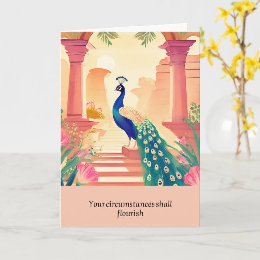 peacock message happy birthday karte (Gelbe Blume)