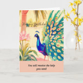 peacock message happy birthday karte (Gelbe Blume)