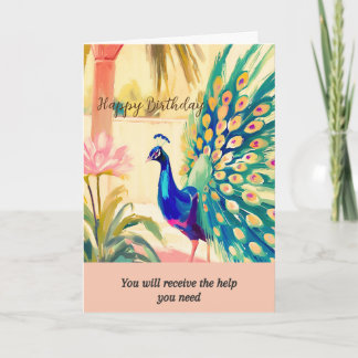 peacock message happy birthday karte
