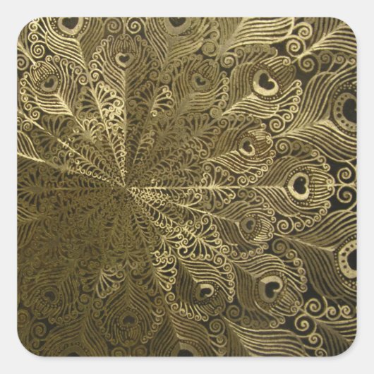 Peacock-Metallablage Quadratischer Aufkleber (Vorderseite)