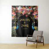 Peacock Moody Floral Indian Foto Background Wandteppich (Beispiel)