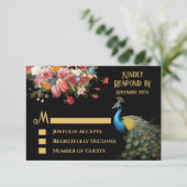 Peacock Moody Floral Indian Wedding RSVP Einladung (Stehend Vorderseite)