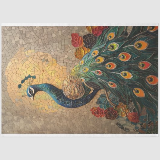 Peacock Mosaic Decoupage Seidenpapier (Vorderseite)