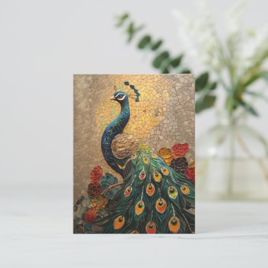 Peacock Mosaic Postkarte (Stehend Vorderseite)