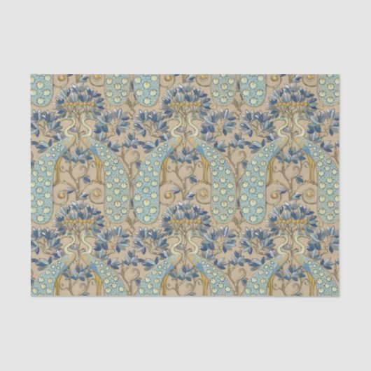 Peacock Motif von Eugène Samuel Grasset Seidenpapier (Vorderseite)