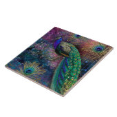 Peacock n Feathers Elegantes Vintages Gold Glitzer Fliese (Seite)