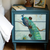Peacock n Feathers Gold Dusty Blue Decoupage Seidenpapier