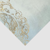 Peacock n Feathers Gold Dusty Blue Decoupage Seidenpapier (Ausschnitt)