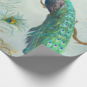 Peacock n Feathers Pair Blue Gold Decoupage Geschenkpapier (Ecke)