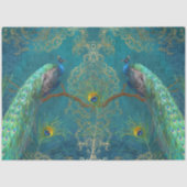 Peacock n Feathers Pair Dark Blue Decoupage Seidenpapier (Vorderseite)