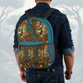 Peacock n Lanterns Persian Teal Plum Initials Bedruckter Rucksack