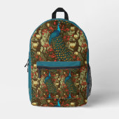 Peacock n Lanterns Persian Teal Plum Initials Bedruckter Rucksack (Vorderseite)