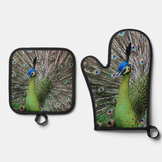 Peacock Ofenhandschuh & Topflappen-Set (Vorderseite)