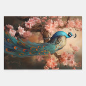 Peacock on flower branches, decoupage geschenkpapier set (Vorderseite 2)