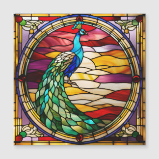 Peacock on Pink Magnetkarte