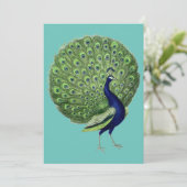 Peacock Open Fan Einladung (Stehend Vorderseite)