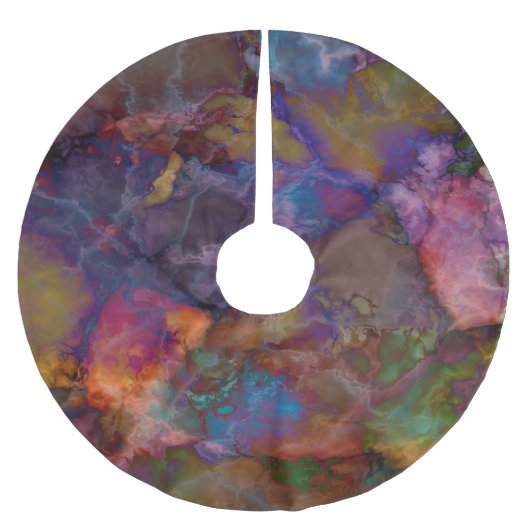 Peacock Ore Chalcopyrite Farbiges Marmormuster Polyester Weihnachtsbaumdecke (Vorderseite)