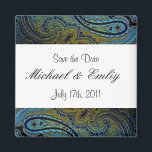 Peacock Paisley Indian Wedding Einladungen Magnet<br><div class="desc">Peacock paisley indische Hochzeitseinladungen. Elegante,  weiße Pisley Pfau Hochzeitseinladungen.</div>
