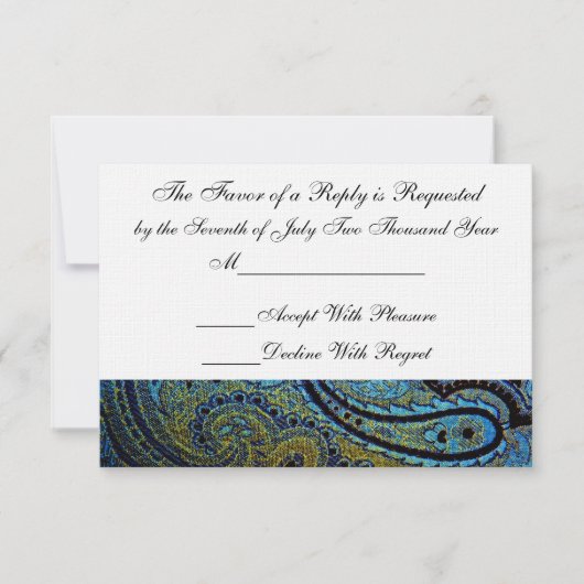 Peacock Paisley Indian Wedding Invitation UAWG RSVP Karte (Vorderseite)