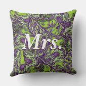 Peacock Paisley Lila und Grünbrücken Kissen (Rückseite)