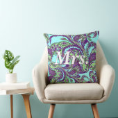 Peacock Paisley Lila und Grünbrücken Kissen (Stuhl )