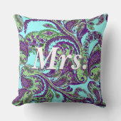 Peacock Paisley Lila und Grünbrücken Kissen (Vorderseite)