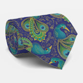 Peacock Paisley Pattern Blue Krawatte (Gerollt)
