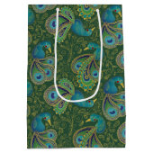 Peacock Paisley Pattern Green Mittlere Geschenktüte (Rückseite)