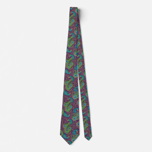 Peacock Paisley Pattern Purple Krawatte (Vorderseite)