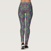 Peacock Paisley Pattern Purple Leggings (Rückseite)