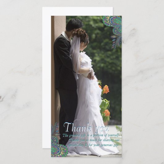 Peacock Paisley Wedding Vielen Dank für Ihre Fotok Dankeskarte (Vorne/Hinten)