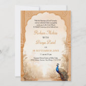 Peacock Palm Garden Indian Foto Wedding Einladung (Vorderseite)
