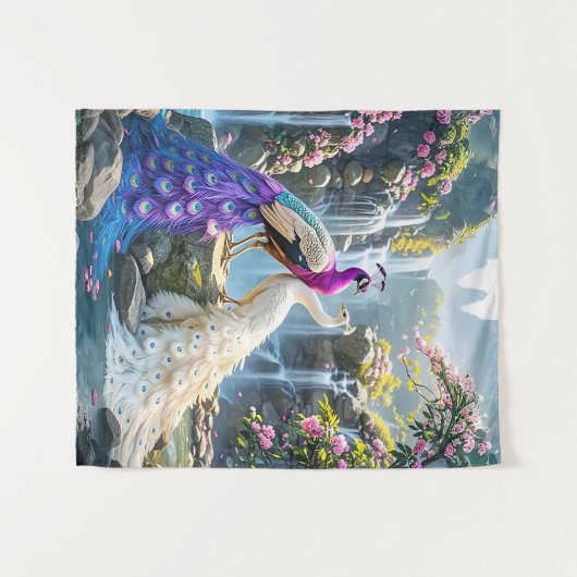 Peacock Paradise Wandteppich (Vorderseite (Horizontal))