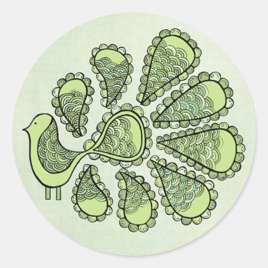 Peacock Party Green DIY Cupcake Topper Label Runder Aufkleber (Vorderseite)