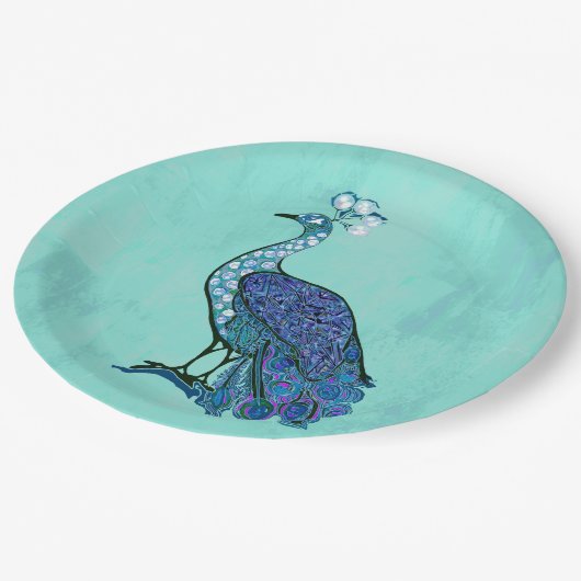 Peacock-Party Pappteller (Schrägansicht)