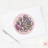 Peacock Party Pink DIY Cupcake Topper Label Runder Aufkleber (Umschlag)