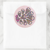 Peacock Party Pink DIY Cupcake Topper Label Runder Aufkleber (Tasche)