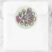 Peacock Party Pink DIY Cupcake Topper Label Runder Aufkleber (Tasche)