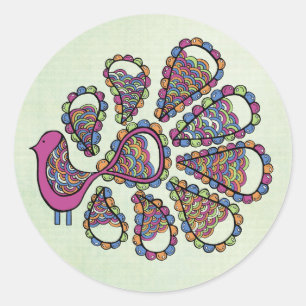 Peacock Party Pink DIY Cupcake Topper Label Runder Aufkleber