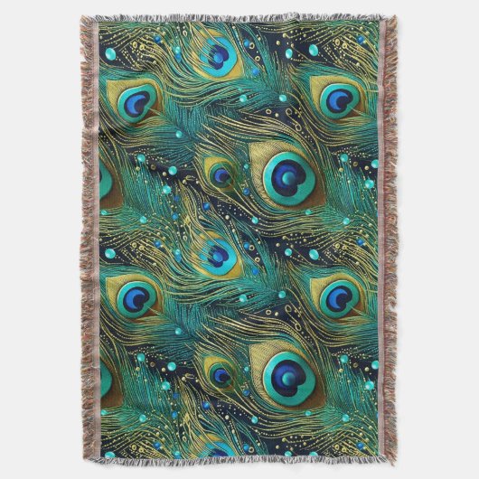 Peacock Passion Throw Kissen Decke (Vorderseite Vertikal)