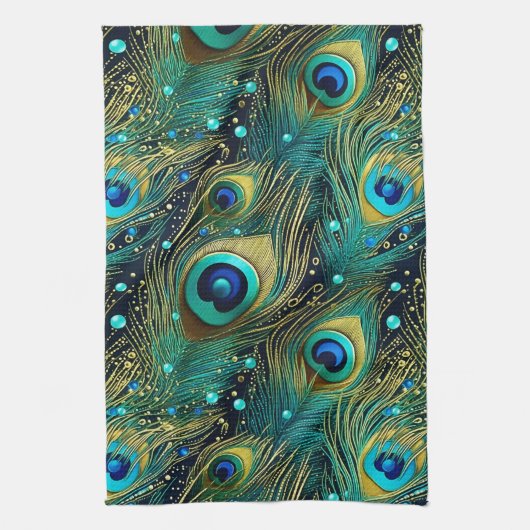 Peacock Passion Throw Kissen Geschirrtuch (Vertikal)